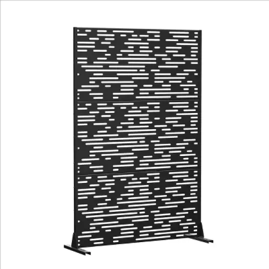 PexFix 72 in. H x 47 in. W Outdoor Metal Privacy Screen Garden Fence Wave Pattern Wall Applique in Black image {2}