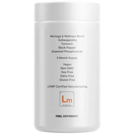 Codeage Liposomal Moringa+ Supplement, Moringa Oleifera, Turmeric, Ashwagandha, Black Pepper - 180ct image {9}