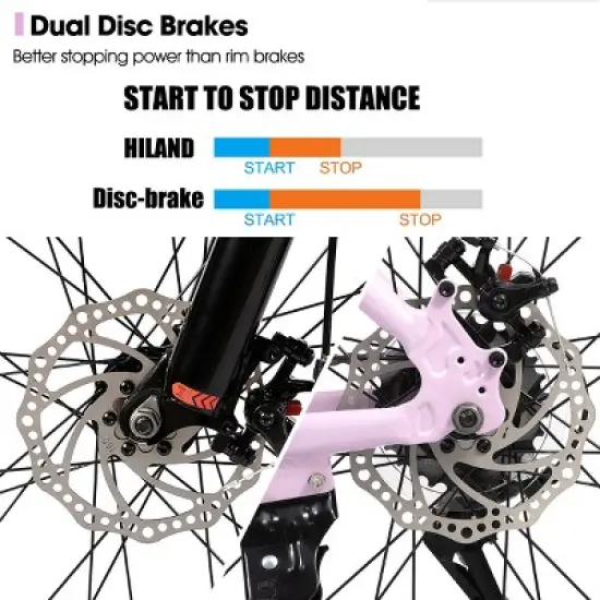 HILAND Zeal 26 Inch Mountain Bike for Adults, 21-Speed Lightweight Aluminum MTB with Dual Disc Brakes, Front Suspension image {5}