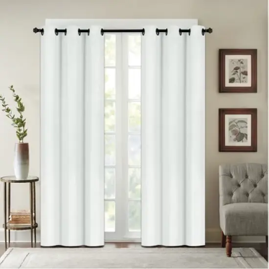 38" x 84" Solid Blackout Thermal Grommet Curtain Panels (Set of 2 Black) image {5}