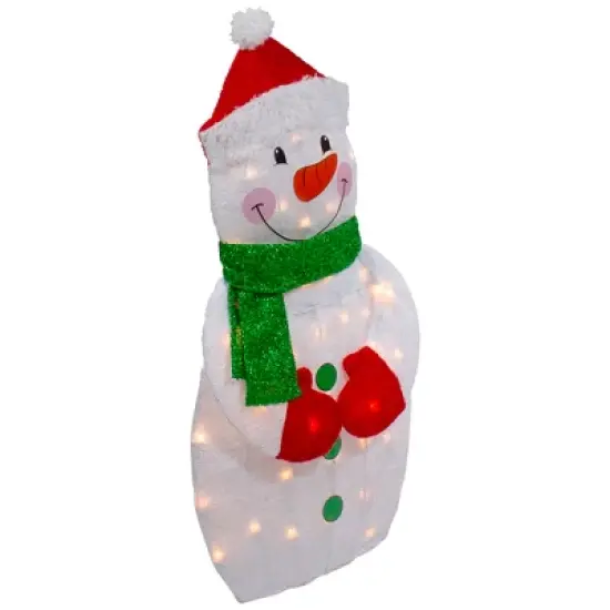 Northlight 32" Lighted 2D Chenille Snowman with Scarf Outdoor Christmas Decoration image {4}