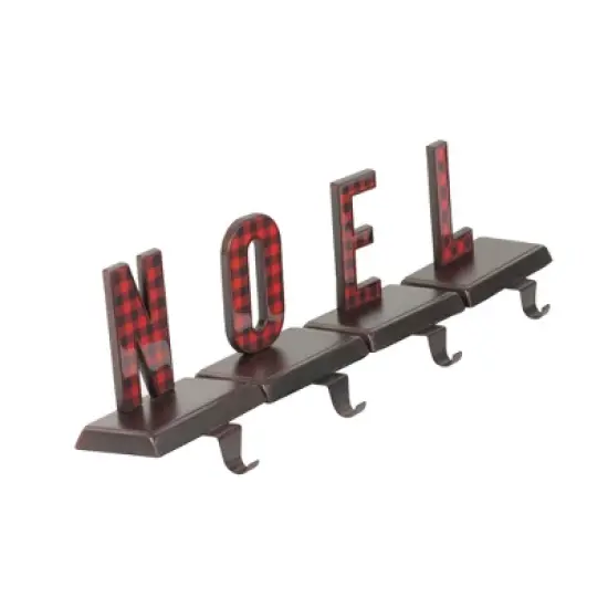 Northlight Buffalo Plaid "NOEL" Christmas Stocking Holder - 6" - Red and Black - Set of 4 image {1}