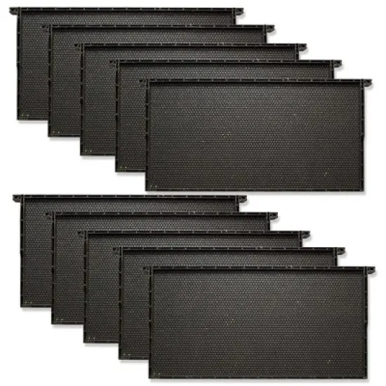 Honey Keeper 9" Black Plastic Beeswax Coated Bee Frame and Foundation Body, 10 Pack image {1}