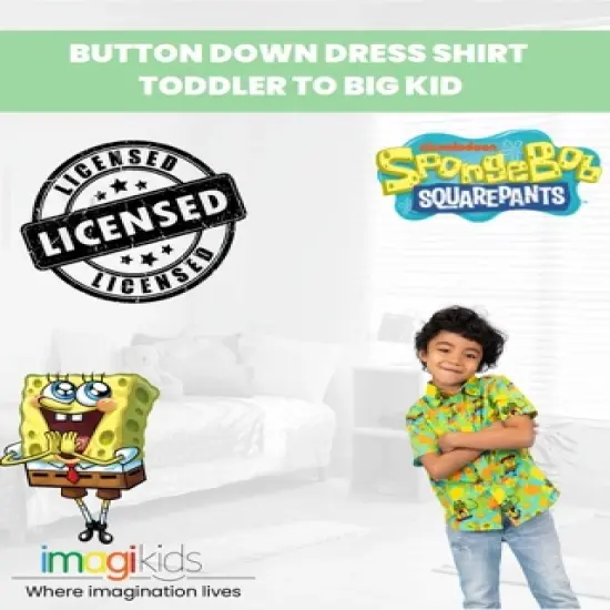 SpongeBob SquarePants Short Sleeve Button Down Shirt Blue image {3}