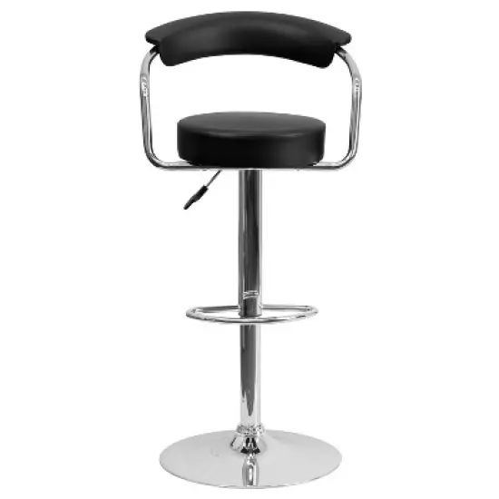 Flash Furniture Contemporary Vinyl Adjustable Height Barstool with Arms and Chrome Base image {4}
