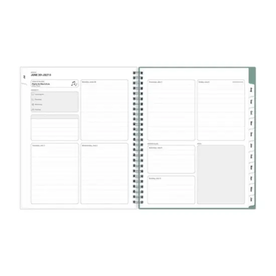 Blue Sky 7"x9" 2025-2026 Weekly/Monthly Wirebound Planner Clear Cover Mushroom Green image {4}