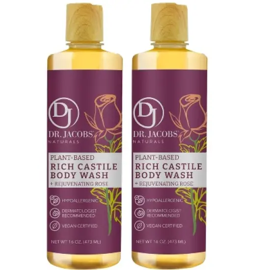 DR.JACOBS NATURALS Plant Based Castile Rose Body Wash-Hypoallergenic-Dermatologist Tested-Sulfate-Free- image {5}