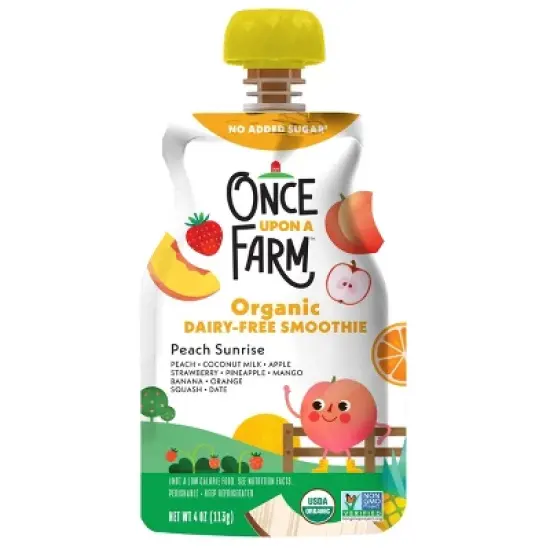 Once Upon a Farm Peach Sunrise Dairy Free Smoothie - 4oz image {4}