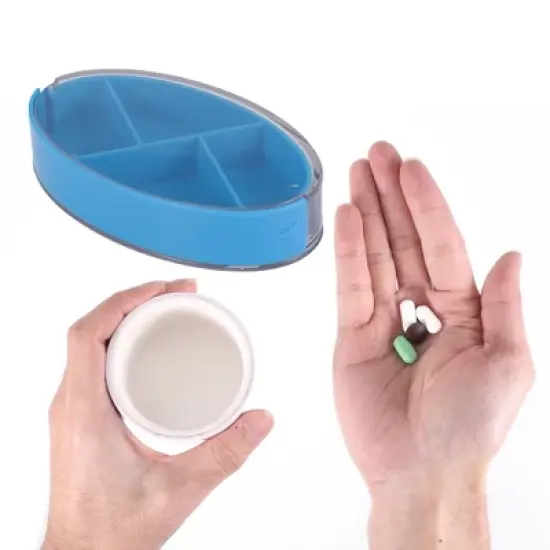Unique Bargains 4 Grids Rotating Lid Pill Case 1 Pc image {3}