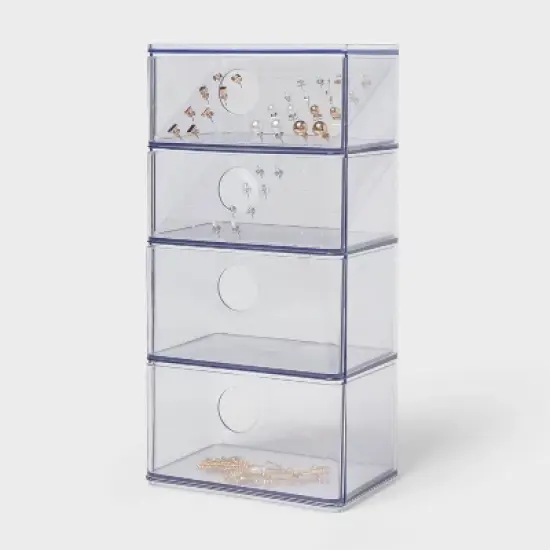 Acrylic Accessory Organizer with Drawer - Brightroom&trade;: Jewelry Storage, Clear Acrylic Drawers, 7-Piece Set image {2}