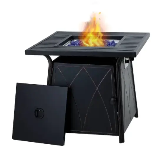 5pc Outdoor Conversation Set with Swivel Chairs & 28" Square Propane Fire Table - Captiva Designs image {1}