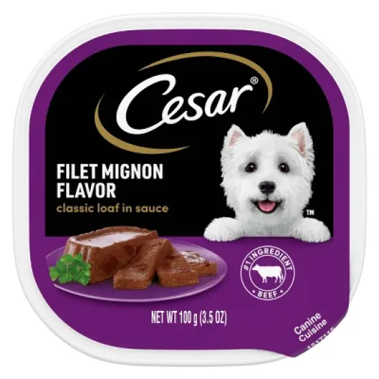 Cesar Steak, Beef, Gravy and Red Meat Flavor Classic Loaf in Sauce Small Breed Wet Dog Food - 3.5oz image {9}