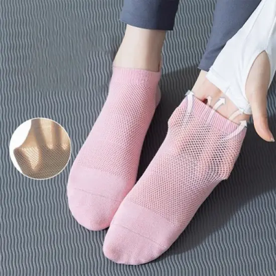 Anna-Kaci 4-Pack Women's Mesh Top Non-Slip Yoga Socks with Full Sole Grips and Breathable Lightweight Fabric image {1}