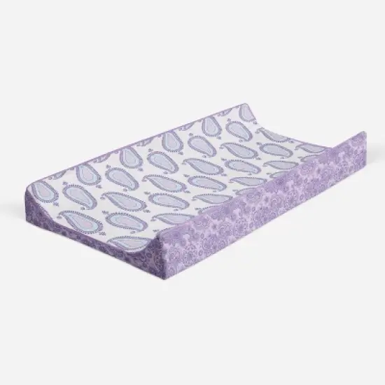 Bacati - Isabella Paisley Aqua/Lilac/Purple Paisley Changing Pad Cover image {6}