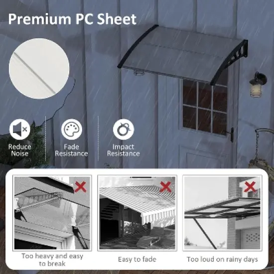Tangkula 2PCS 48" x 40" Window Awning Door Canopy Exterior Awning Canopy Patio Black image {7}