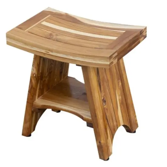 EcoDecors&reg; Serenity&reg; 18" Teak Wood Shower Bench with Shelf in EarthyTeak Finish image {3}