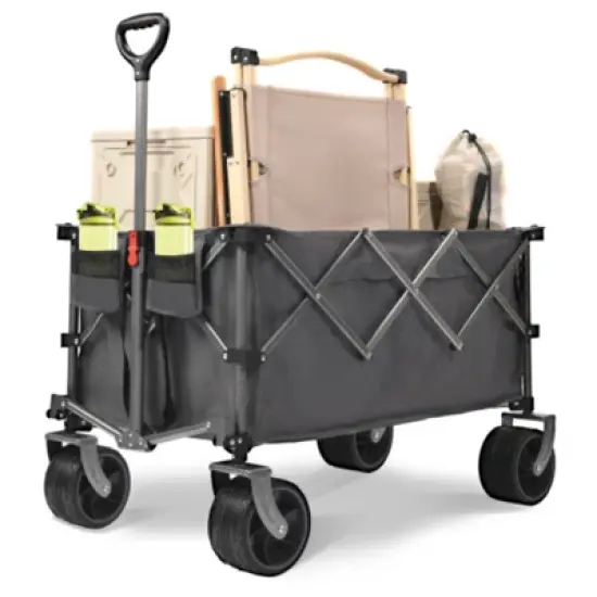 FURNIinspire Outdoor Serving Carts Folding Wagon Cart Beach Wagon 450lb Heavy Duty Foldable Wagon for Camping Sports, Gray, 36.22"*22.05"*39.37" image {5}