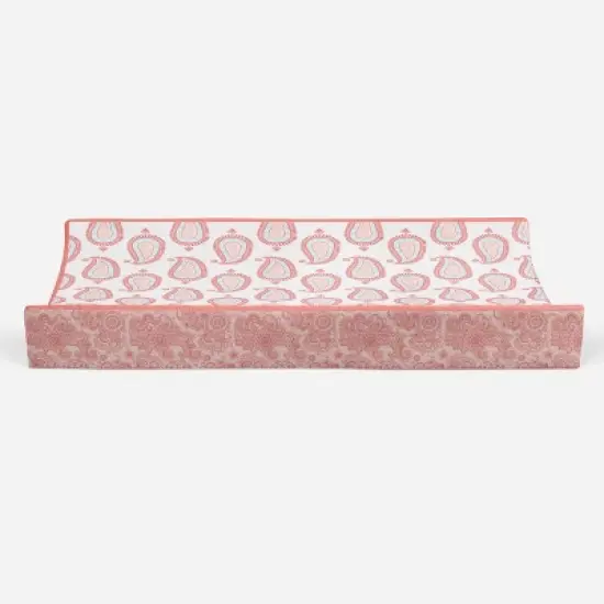 Bacati - Sophia Paisley Aqua/Coral Paisley Changing Pad Cover image {4}