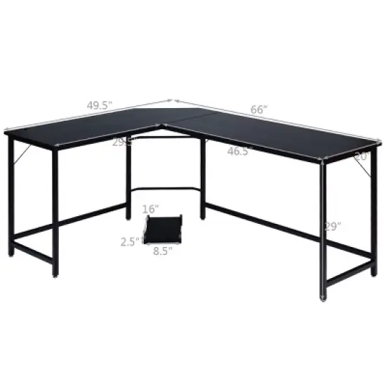 Costway L-Shaped Computer Desk Corner Workstation Study Gaming Table Home Office image {2}