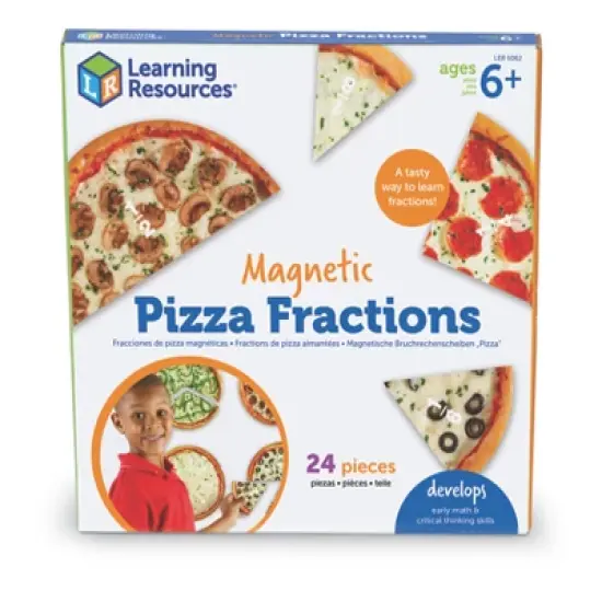 Learning Resources Magnetic Pizza Fractions, Fraction Games for Kids, 24 Pieces, Ages 6+ image {3}