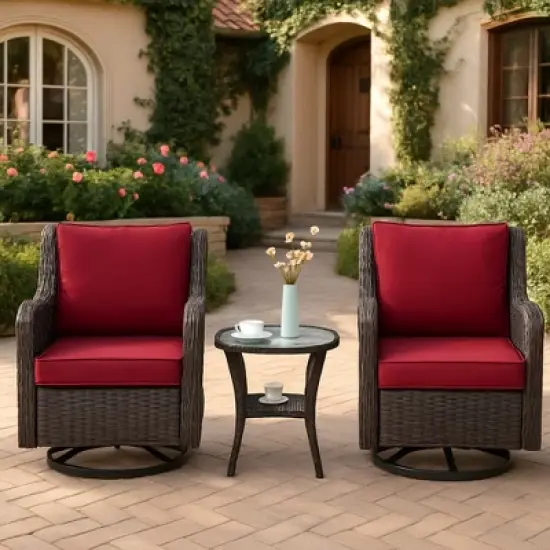 GustoWave 3-Piece Outdoor Wicker Patio Bistro Set  for Backyard, Porch, Deck, Balcony, Garden image {11}