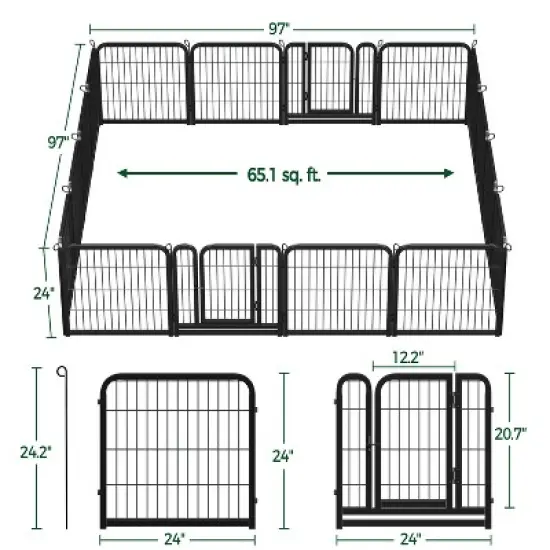 Yaheetech 16 Panels Dog Playpen Metal Pet Playpen, Black image {2}
