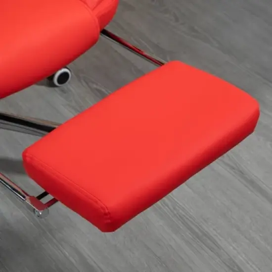 HOMCOM High-Back Executive Office Chair with Footrest, PU Leather Computer Chair with Reclining Function and Armrest, Ergonomic Office Chair, Red image {5}