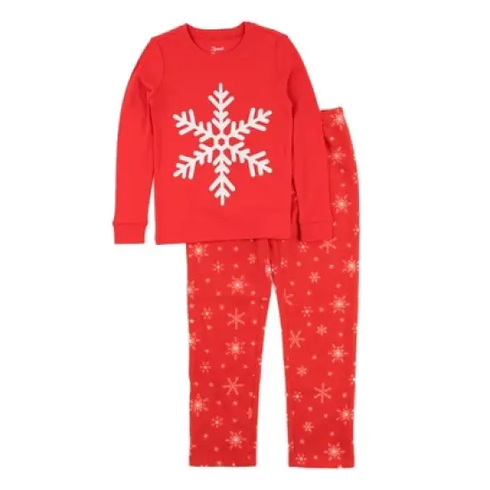 Leveret Kids Cotton Top and Fleece Pants Christmas Pajamas image {7}