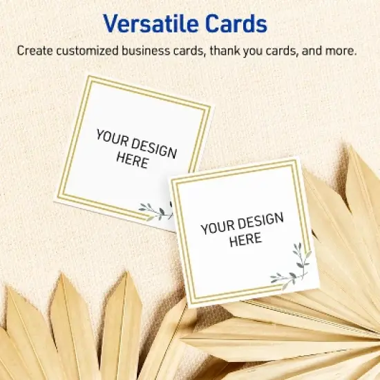 Avery Printable Square Cards, Gold Double Border with Florals, 2" x 2", Matte White Square Cards, Laser/Inkjet, 120ct, Great for Business Cards image {5}