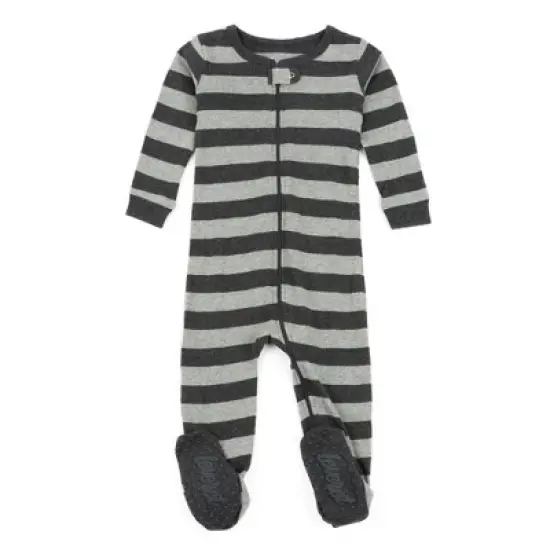 Leveret Kids Footed Boys Striped Cotton Pajamas image {6}