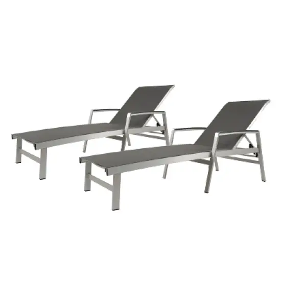 GDFStudio Joy Outdoor Aluminum Adjustable Chaise Lounge with Mesh Seating (Set of 2) image {1}