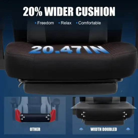 GTPLAYER Mesh Gaming Chair with Footrest, Mesh Back Reclining Office Chair for Adults, Comfortable Fabric Seat image {2}