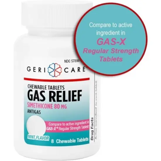 Geri Care Simethicone 80mg Gas Relief Chewable Tablets Mint, 8 Count image {6}