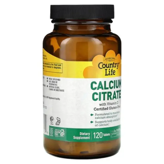 Country Life Calcium Citrate with Vitamin D, 120 Tablets image {3}
