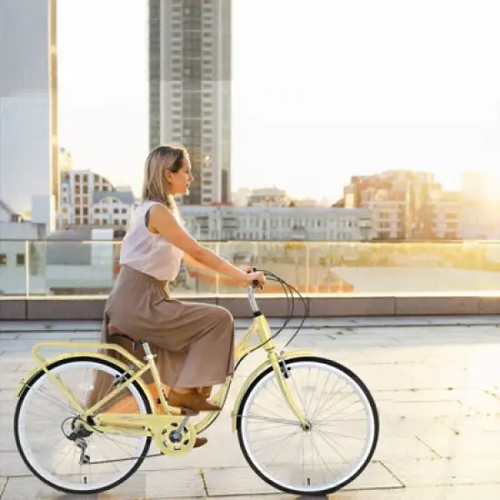 INFURNIC Bicycles 24 Inch Ladies Bicycle with Adjustable Seat, Commute Bicycle for Women Ladies, Yellow, 62.2"*23.62"*40.16" image {2}