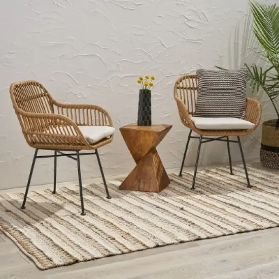 Christopher Knight Home Orlando Wicker Woven Steel Frame Club Chairs image {1}