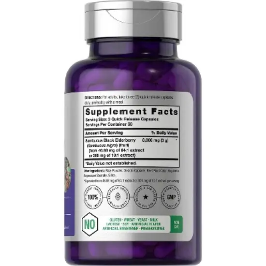 Horbaach Black Elderberry 3000 mg | 180 Capsules image {1}