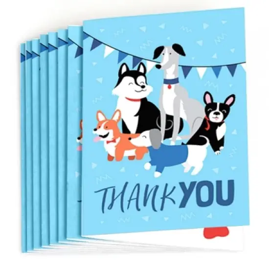 Big Dot of Happiness Pawty Like a Puppy - Dog Baby Shower or Birthday Party Thank You Cards (8 count) image {1}