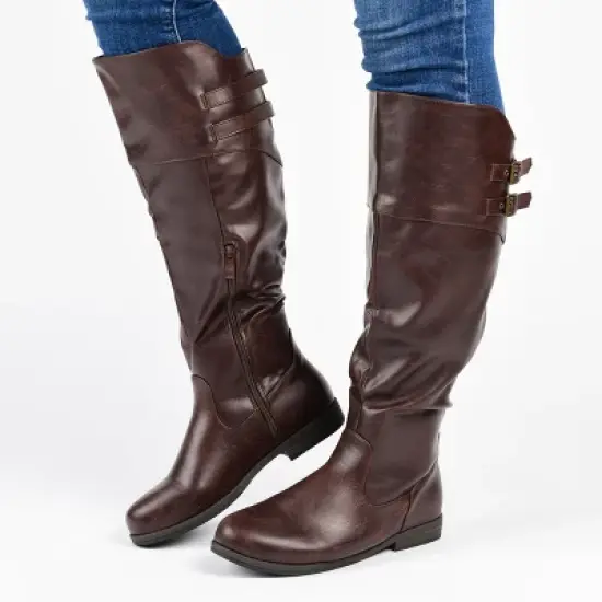 Journee Collection Womens Tori Wide Calf Stacked Heel Riding Boots image {8}