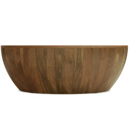 WyndenHall Keystone Drum Coffee Table Natural: Mango Wood, Modern Industrial Style, No Assembly Required image {6}