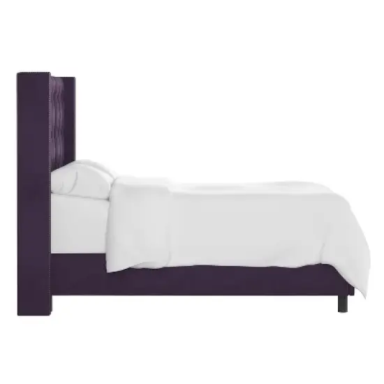 Nail Button Tufted Wingback Velvet Bed - Skyline Furniture image {3}