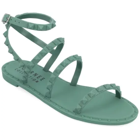 Journee Collection Womens Saphira Multi Strap Studded Jelly Sandal image {10}
