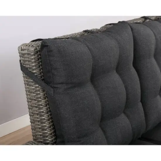 Asti Wicker 3 Seat Reclining Sofa with Cushions - Gray - Alaterre Furniture image {5}