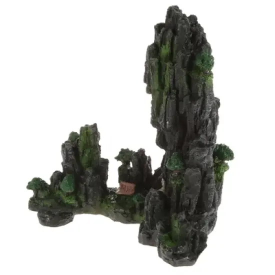 Unique Bargains Aquarium Terrariums Mountain for Fish Tank Landscape Decoration Gray Green 9.06" Height 1pcs image {6}