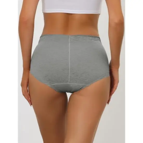 Allegra K Women's Cotton High-Rise Lace Trim Tummy Control Full Coverage Brief image {1}
