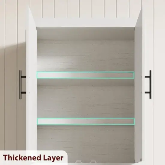 All-Wood Kitchen Pantry Cabinet with 4 Magnetic Doors, Farmhouse Style Freestanding Food Storage Cupboard, Adjustable Shelves, Large Capacity image {5}