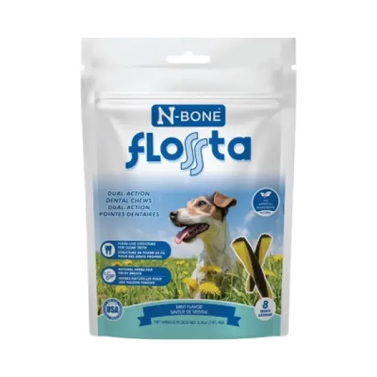 N-Bone Flossta Dual-Action Mint Flavor Dental and Hard Chew Dog Treats - 6.4oz image {7}