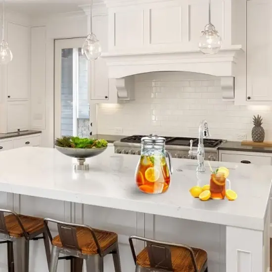 Hastings Home 64 oz. Glass Pitcher Carafe with Stainless Steel Filter Lid for Water, Coffee, Tea, Punch, Lemonade and More image {3}