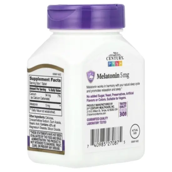 21st Century Melatonin, 5 mg, 120 Tablets image {2}