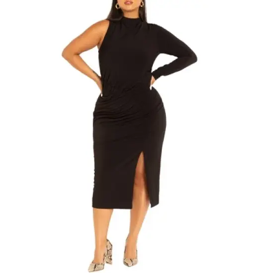 ELOQUII Women&rsquo;s Plus Size One Shoulder Dress With Slit image {3}
